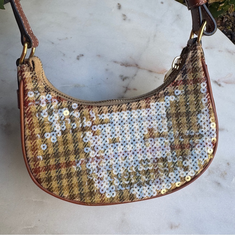 Celine Tweed & Sequin Mini Ava Crescent Shoulder Bag - Picture 3 of 16